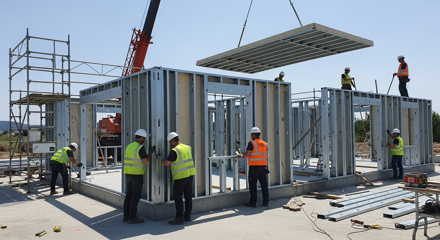 โครงสร้างบ้านชั้นเดียวสำเร็จรูปที่แข็งแรงทนทาน