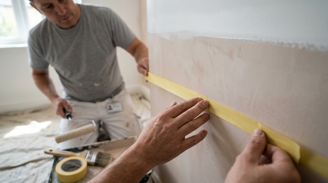 Up to 30% Less Masking Time from a FrogTape Delicate Surface Edge on a Freshly Plastered Wall