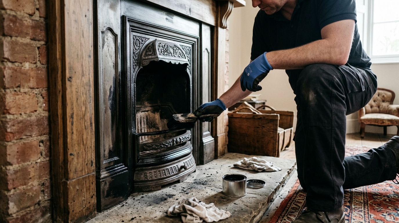 Restore a Cast Iron Fireplace With Zebrite Grate Polish in 6 Steps for a Deep Shine