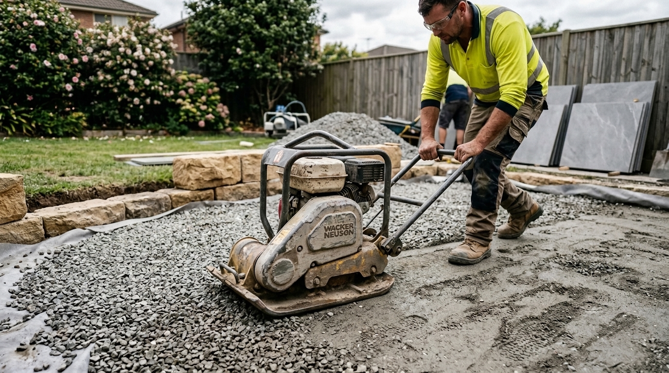 900 Kilograms of MOT Type 1 Compacted by a Wacker Neuson Plate on a 15-Square-Metre Base