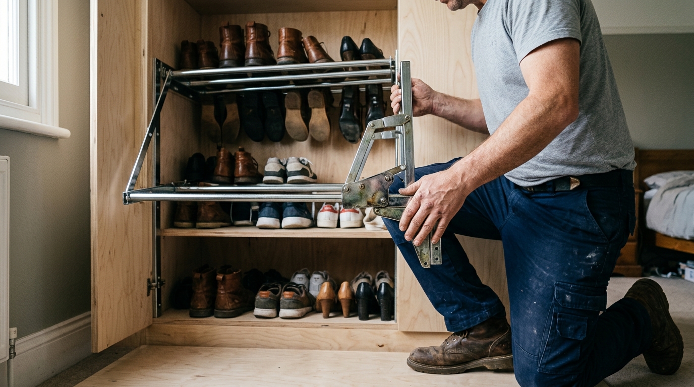 30 Pairs of Shoes Stored on a Servetto Pull-Down Frame in a 900-Millimetre Reveal