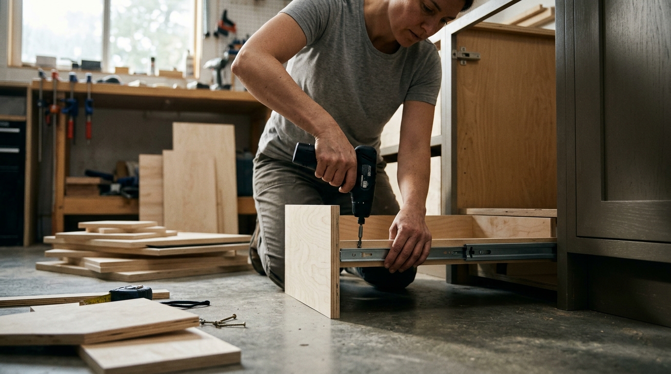 6 Toe-Kick Drawers Built from Ekby Rails and 15-Millimetre Birch Ply