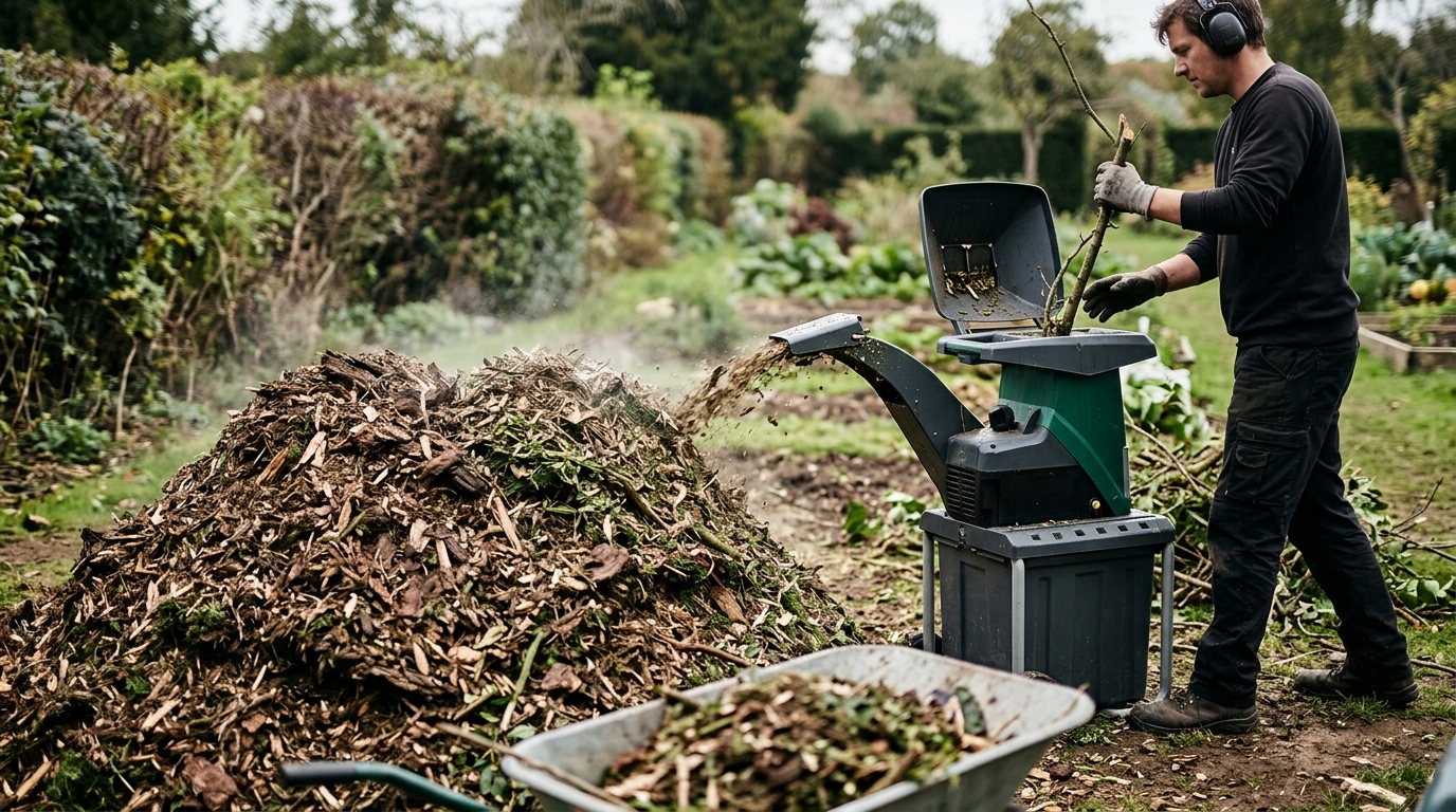 3 Cubic Metres of Mulch Produced by a Stihl GHE 140 L from Hedge Trimmings