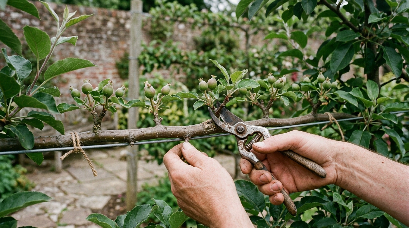 6 Fruiting Spurs Trained by a Cordon System on a Braeburn Espalier