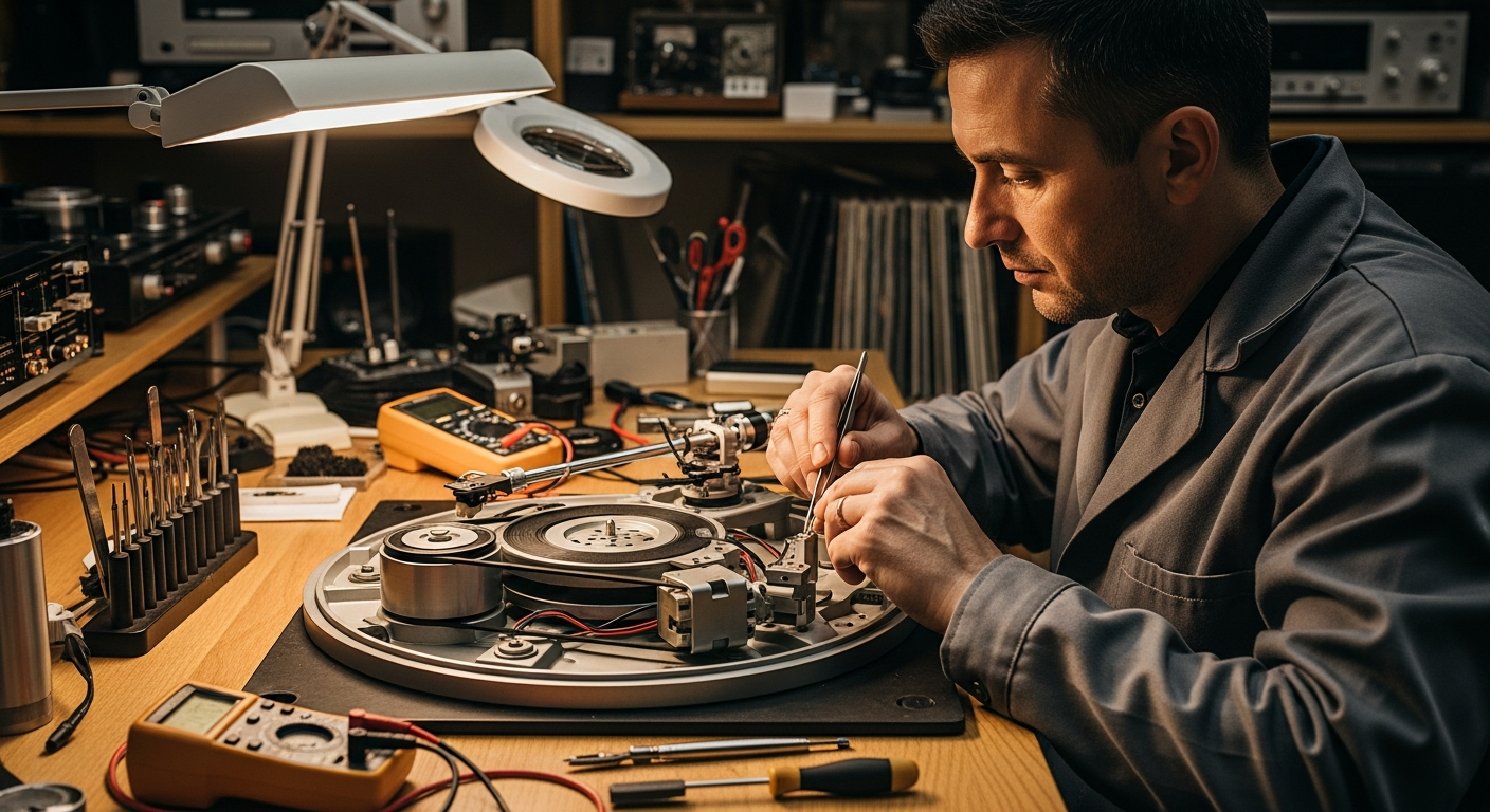 Manutenção de toca-discos e sistemas de som hi-fi