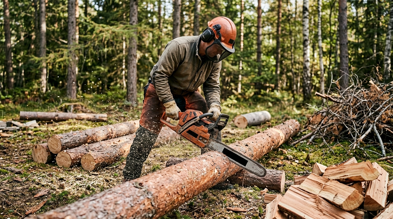 Husqvarna 120 vs Einhell GC-PC for Bucking a 25-Centimetre Larch Trunk