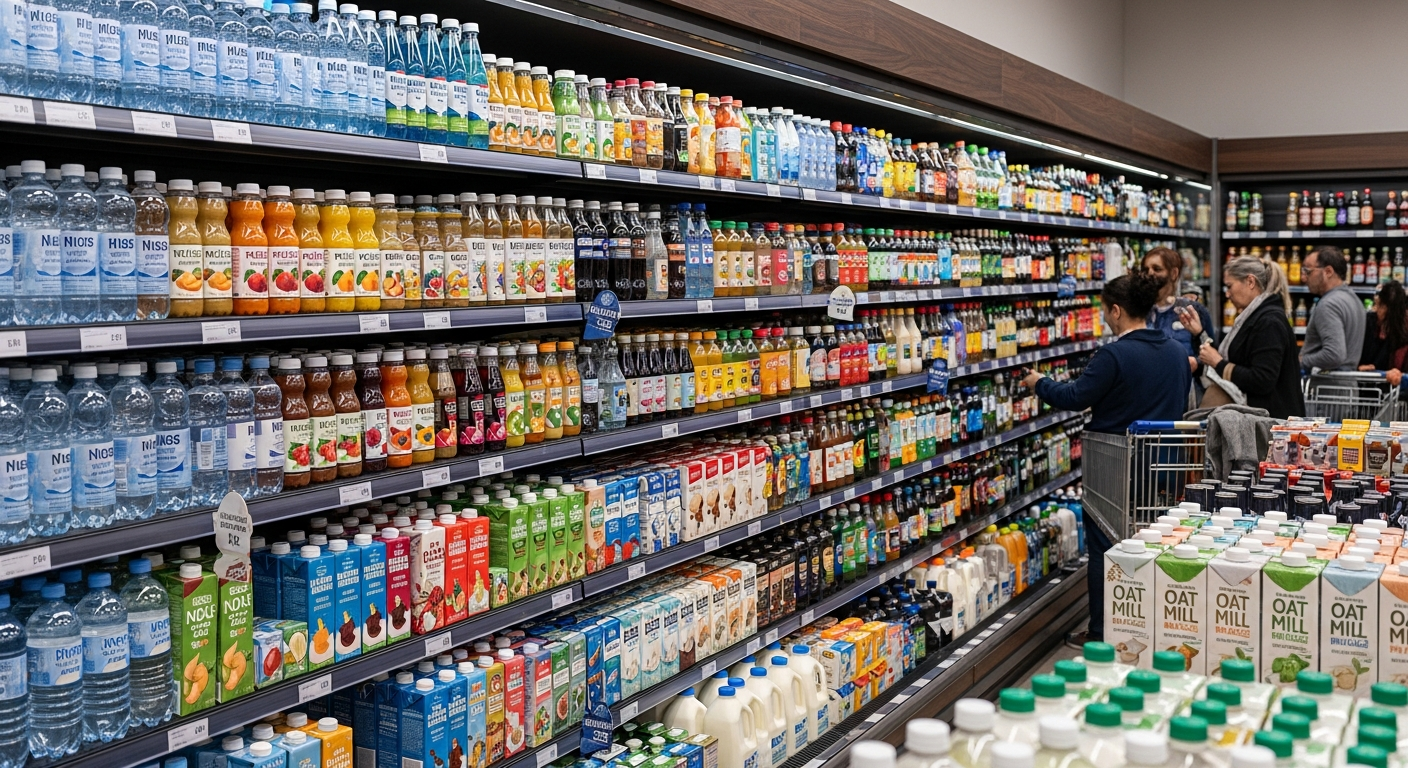 Variedades de bebidas disponibles para el consumidor