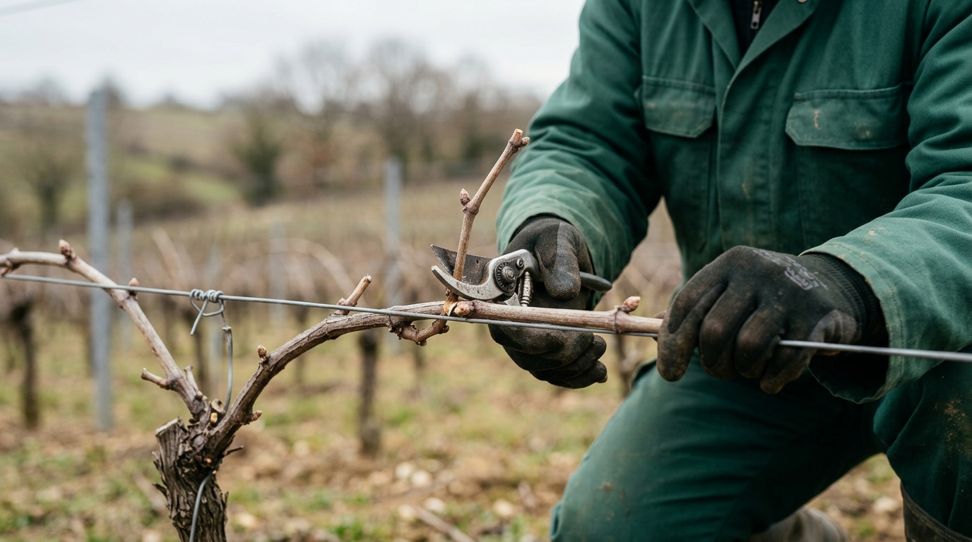 6-Millimetre Spur Pruning on a Vitis Vinifera Rod Trained Along Galvanised Wire