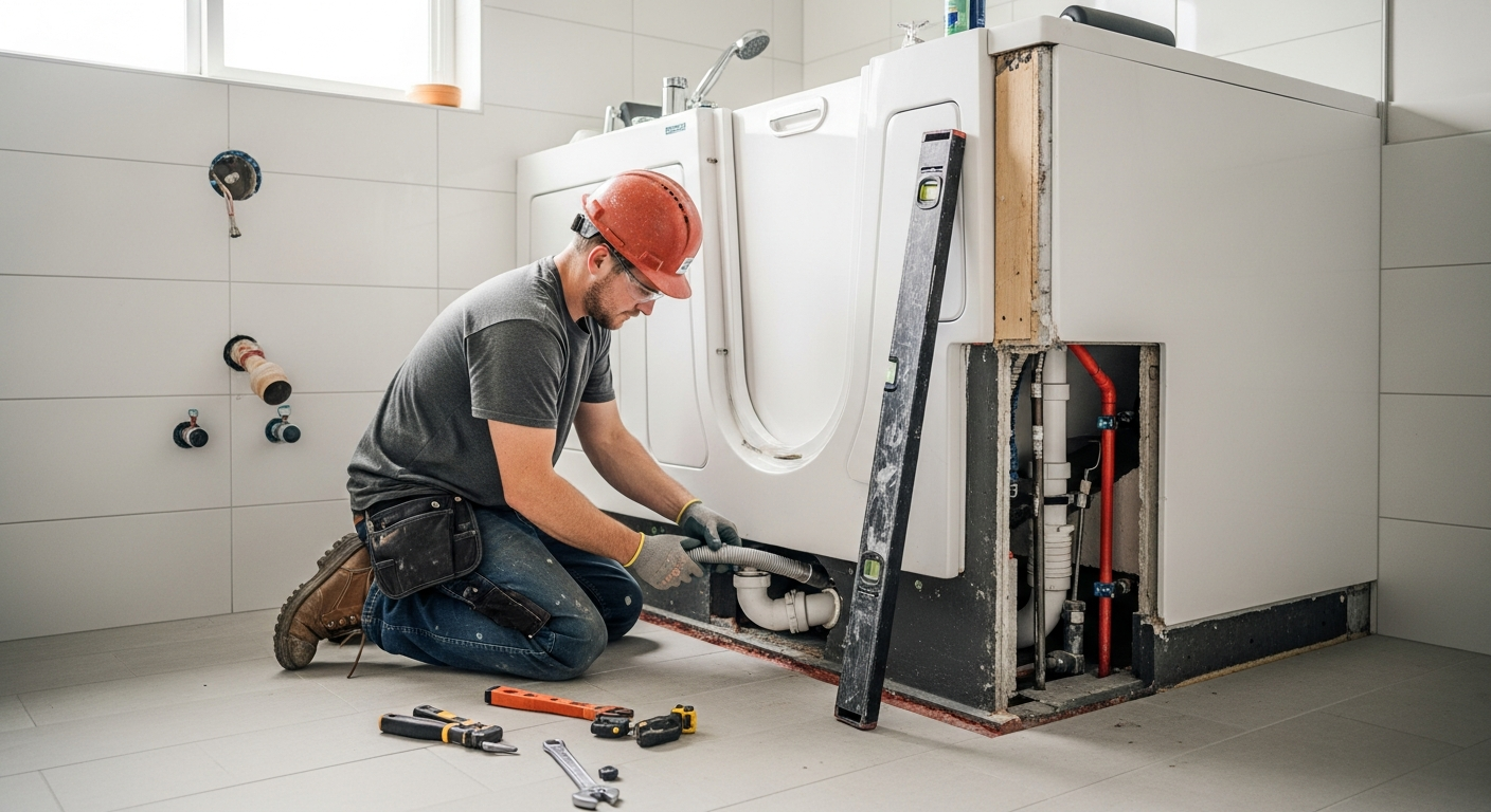 Cách lắp đặt bồn tắm có cửa mở tại nhà