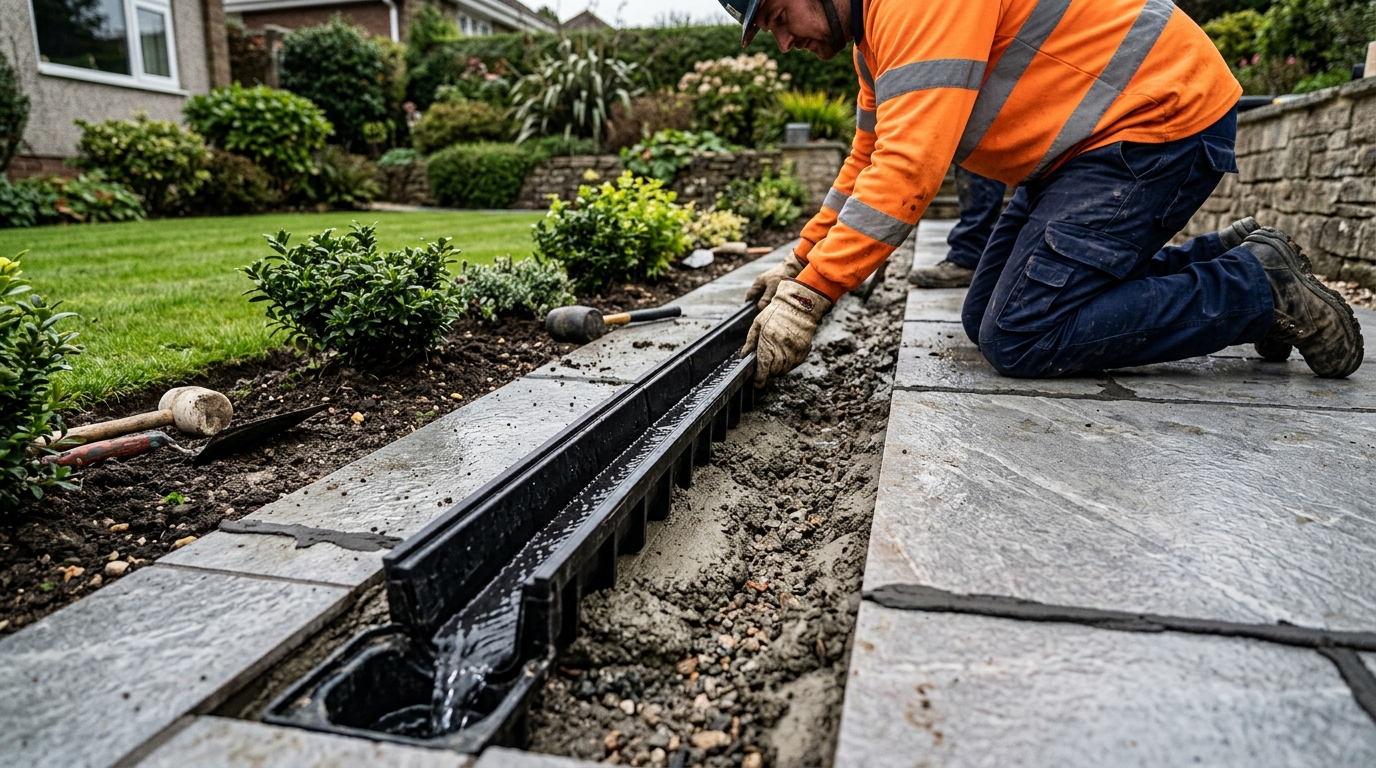 150 Litres of Rainwater Diverted by a Aco HexDrain Run Beside a Sloping Path