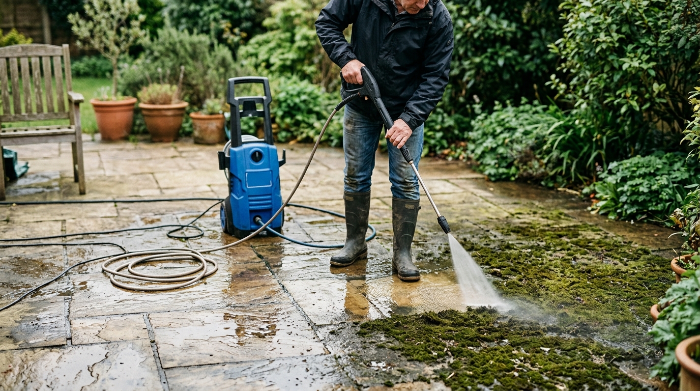 Karcher K4 vs Nilfisk C 135 for Cleaning a Moss-Covered Sandstone Patio