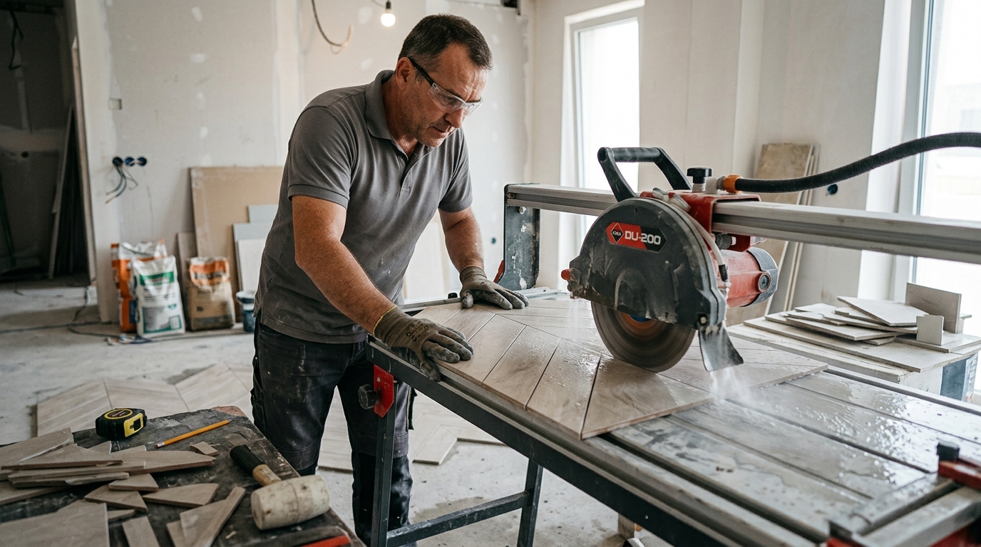 Cut Herringbone Waste to Under 8 Percent with a Rubi DU-200 Bridge Saw on Chevron Layouts