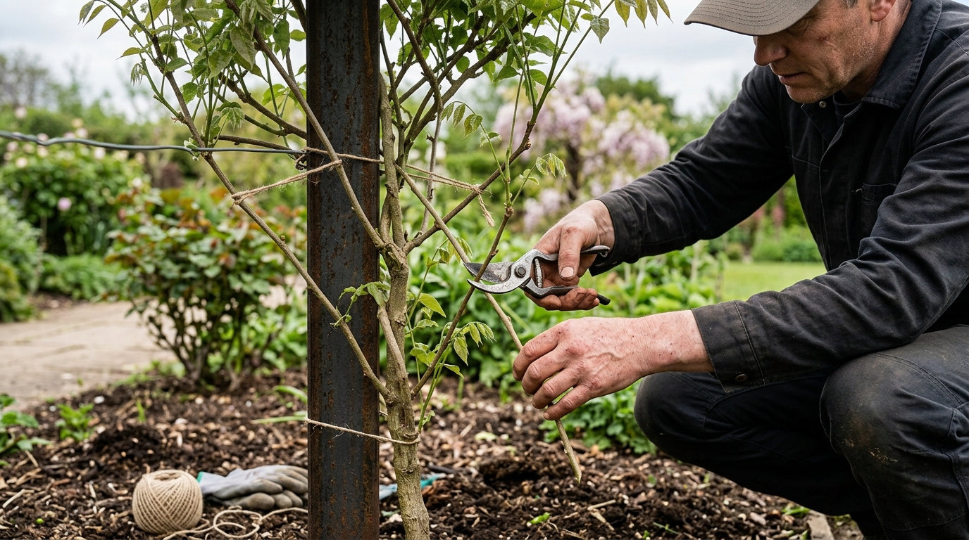 6 Step Wisteria Standard Training Method with Niwaki Tobisho Secateurs on a Steel Post