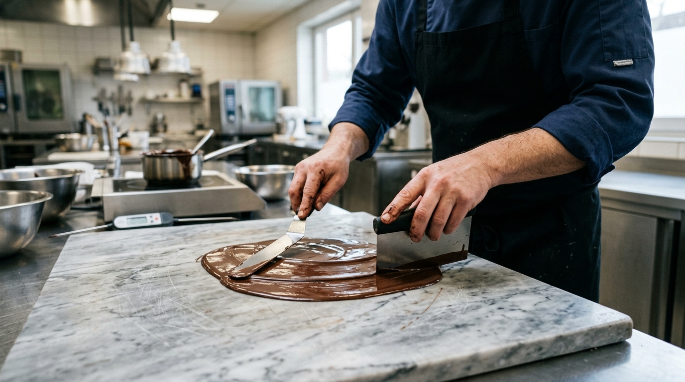 Temper 200 Grams of Callebaut Chocolate on Marble for a Glossy Snap