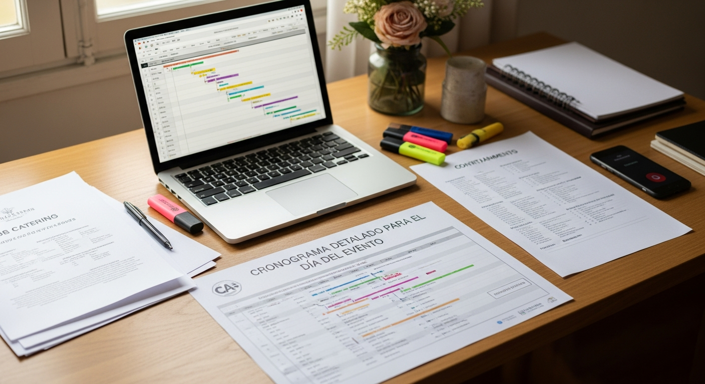 Cronograma detallado para el día del evento