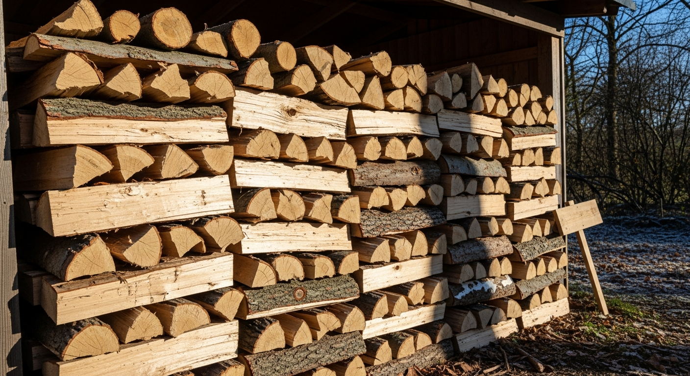 Lagerung und Trocknung von Buchenbrennholz
