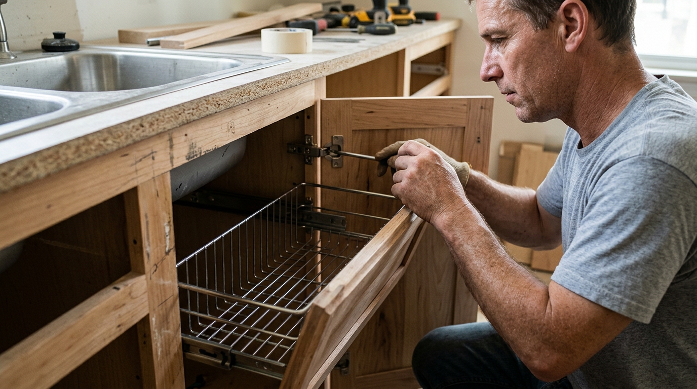 Rev-A-Shelf Tip-Out Trays Free 15 Centimetres Behind a Kitchen Sink Front