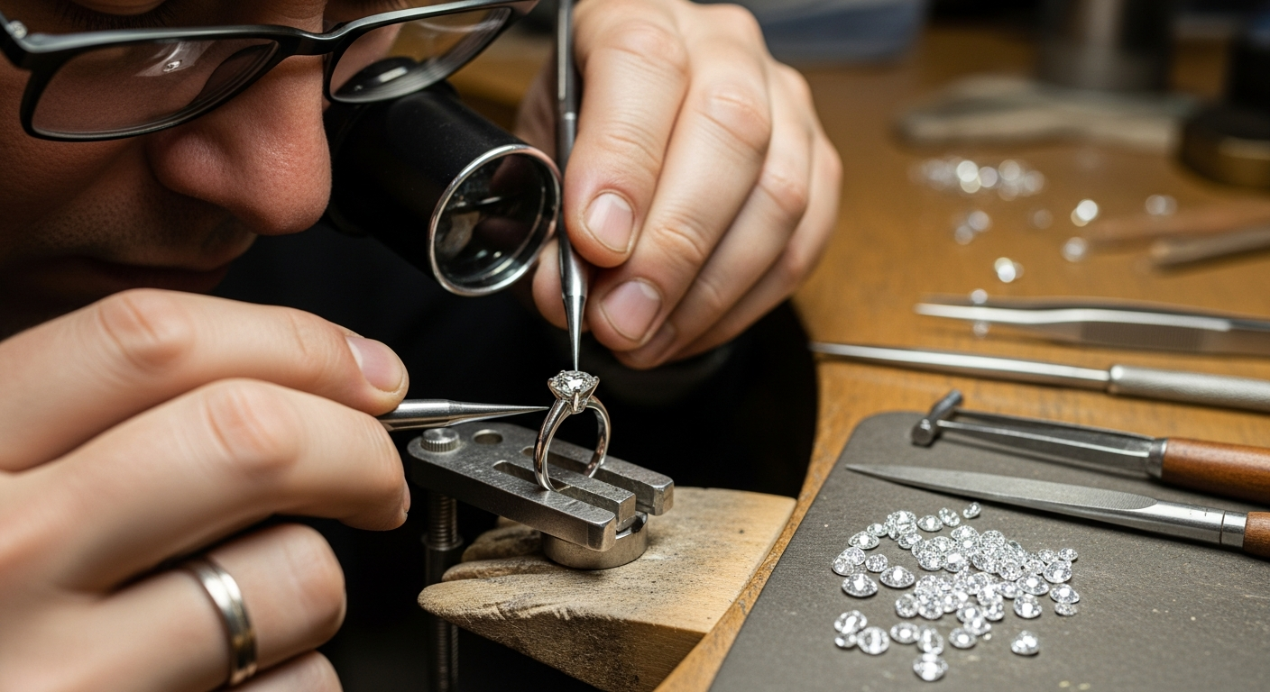 Klasyczne wzory biżuterii z diamentem