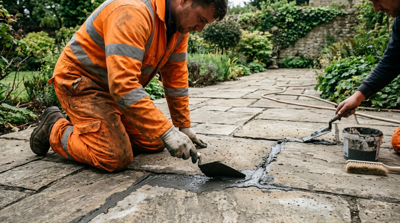 Repoint 30 Metres of York Stone Flags with a Marshalls Weber Slurry Primer