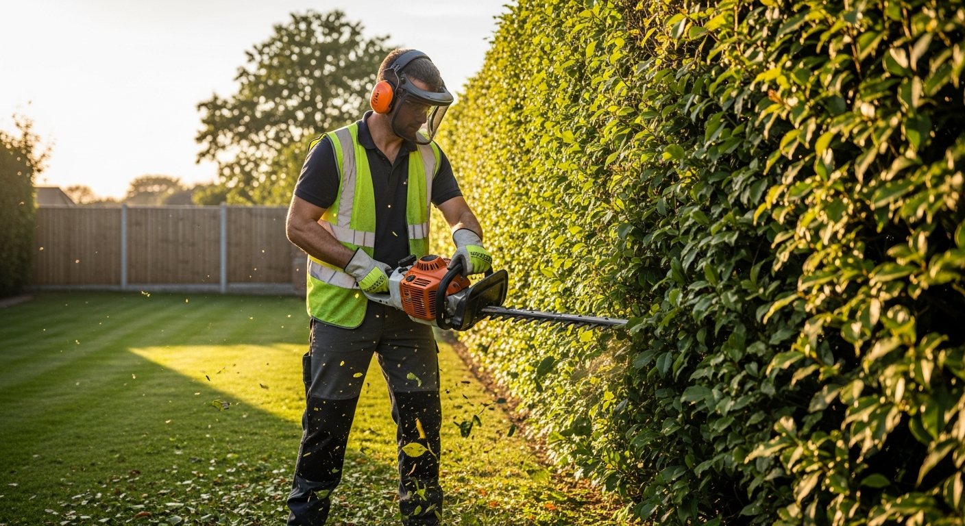 Seguridad al operar equipos de poda exterior