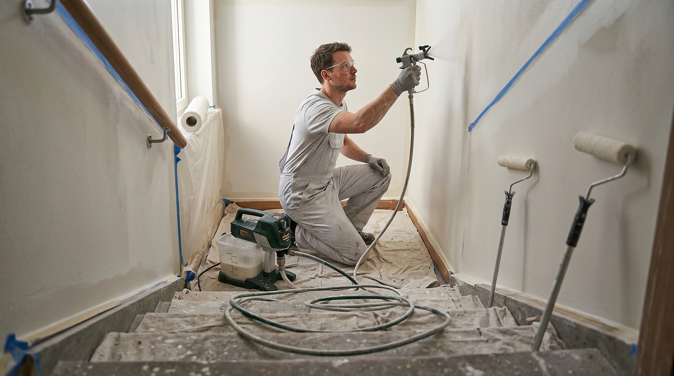 4 Litres of Paint Saved by a Wagner Control Pro 250 on a 20-Square-Metre Stairwell