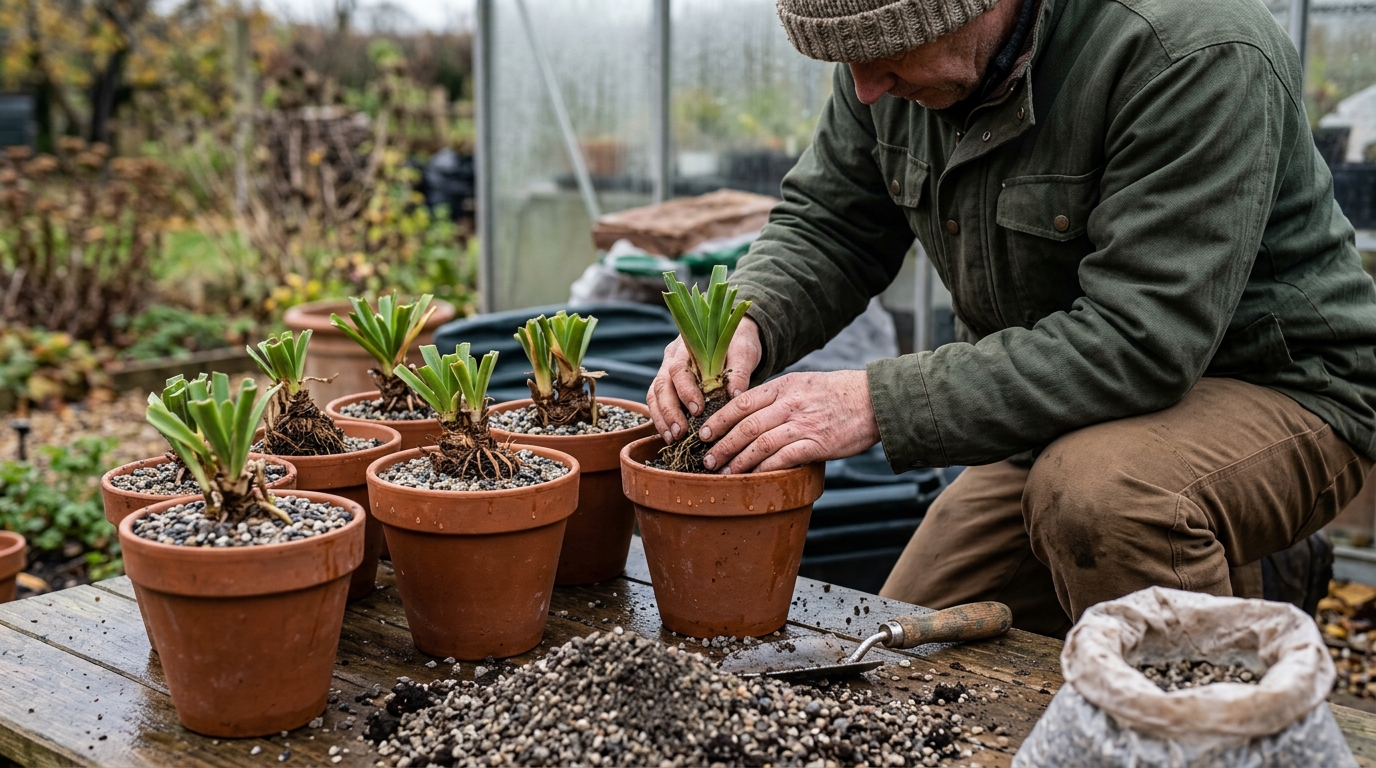5 Agapanthus Divisions Potted into Terracotta Long Toms with Added Grit