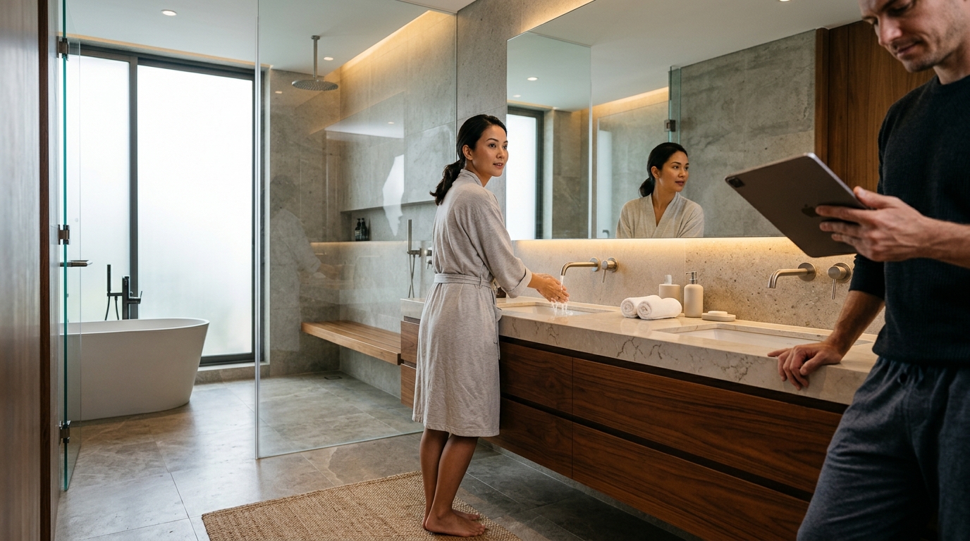 Ý tưởng thiết kế phòng tắm sang trọng tiện nghi
