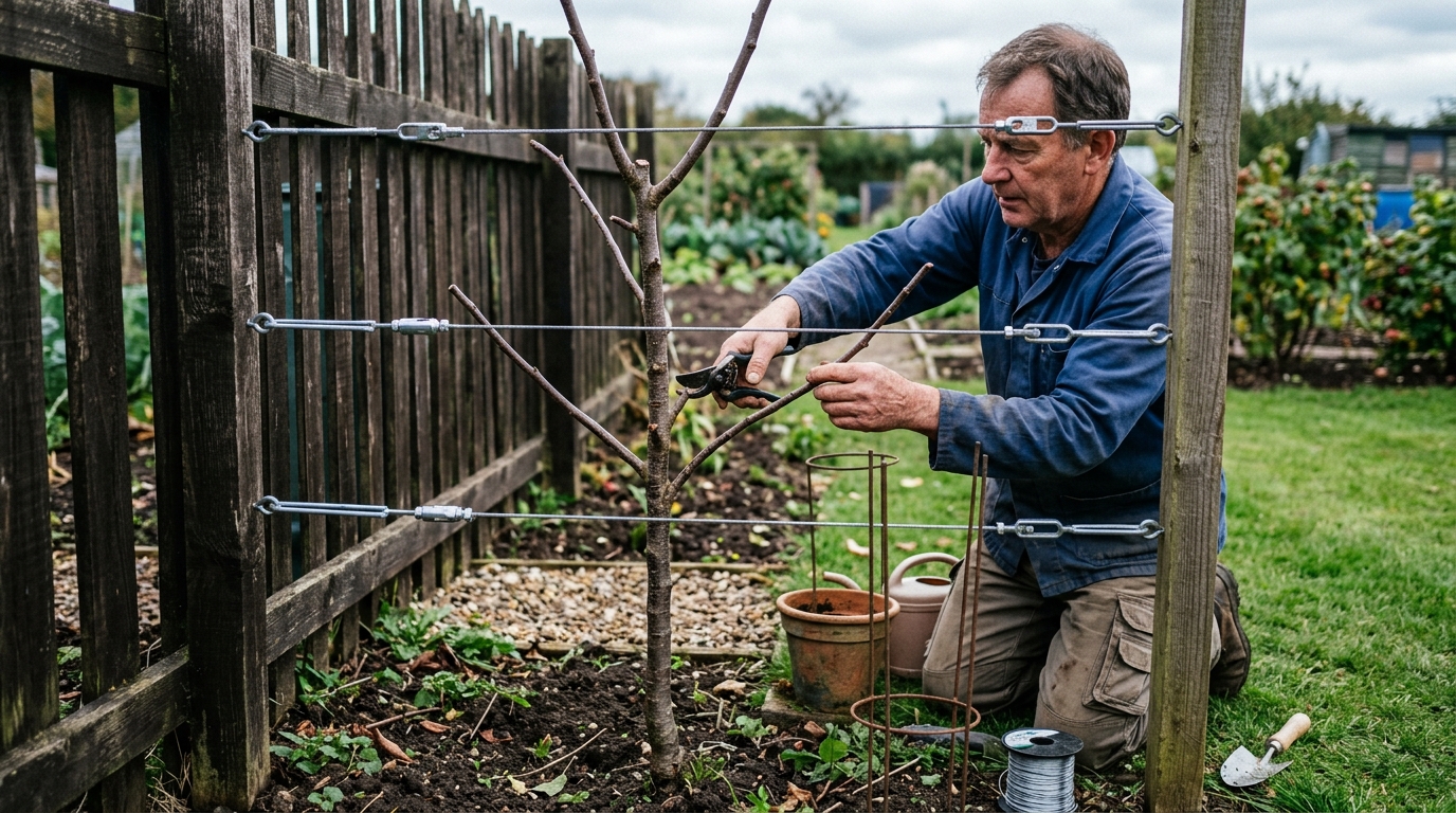Train a Morello Cherry Fan Against a North-Facing Fence with Gripple Wire
