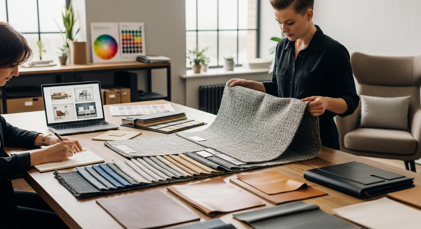 בחירת בדים ועורות לכיסוי ריהוט ישיבה