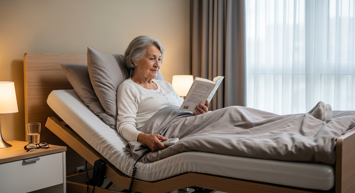 ความสบายและการพยุงจากเตียงไฟฟ้าสำหรับผู้สูงวัย
