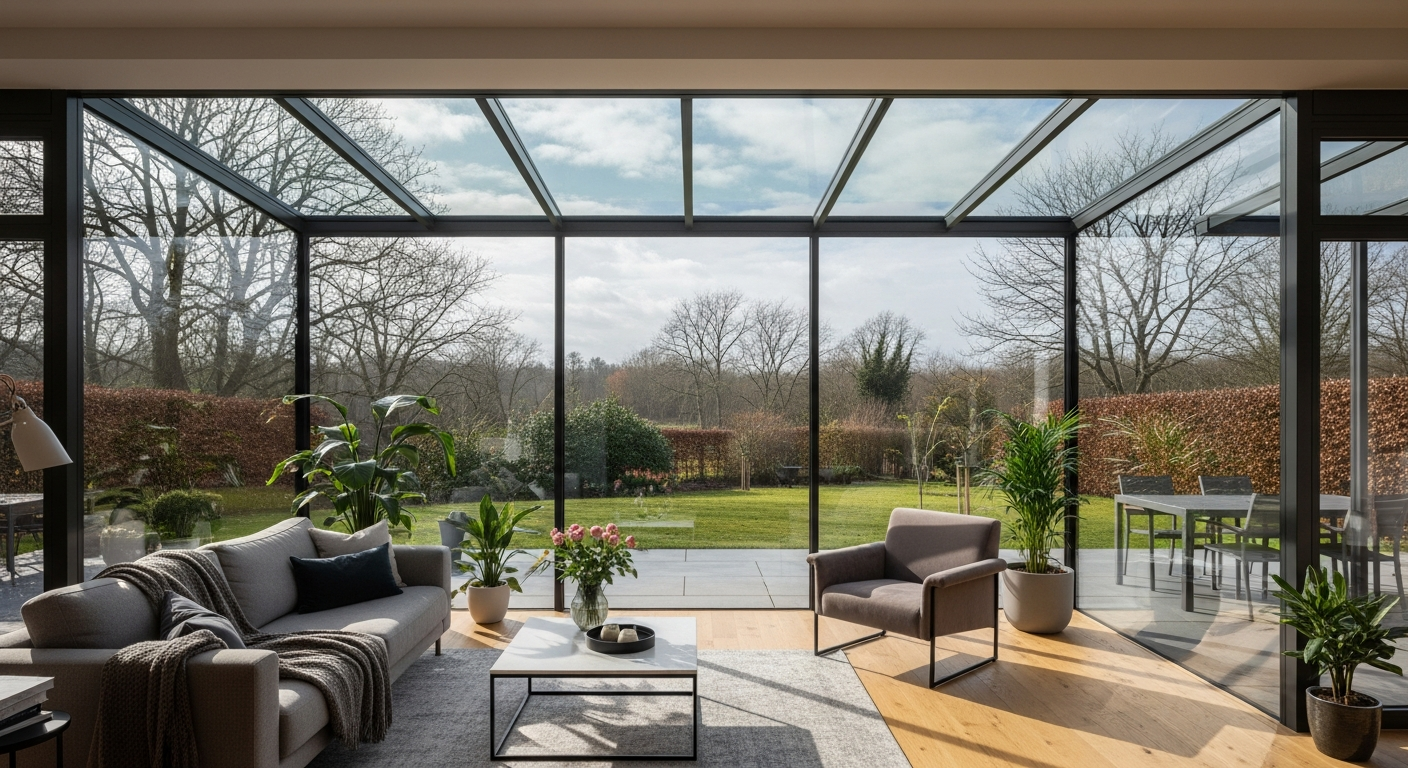 Vardagsrum med utsikt året runt