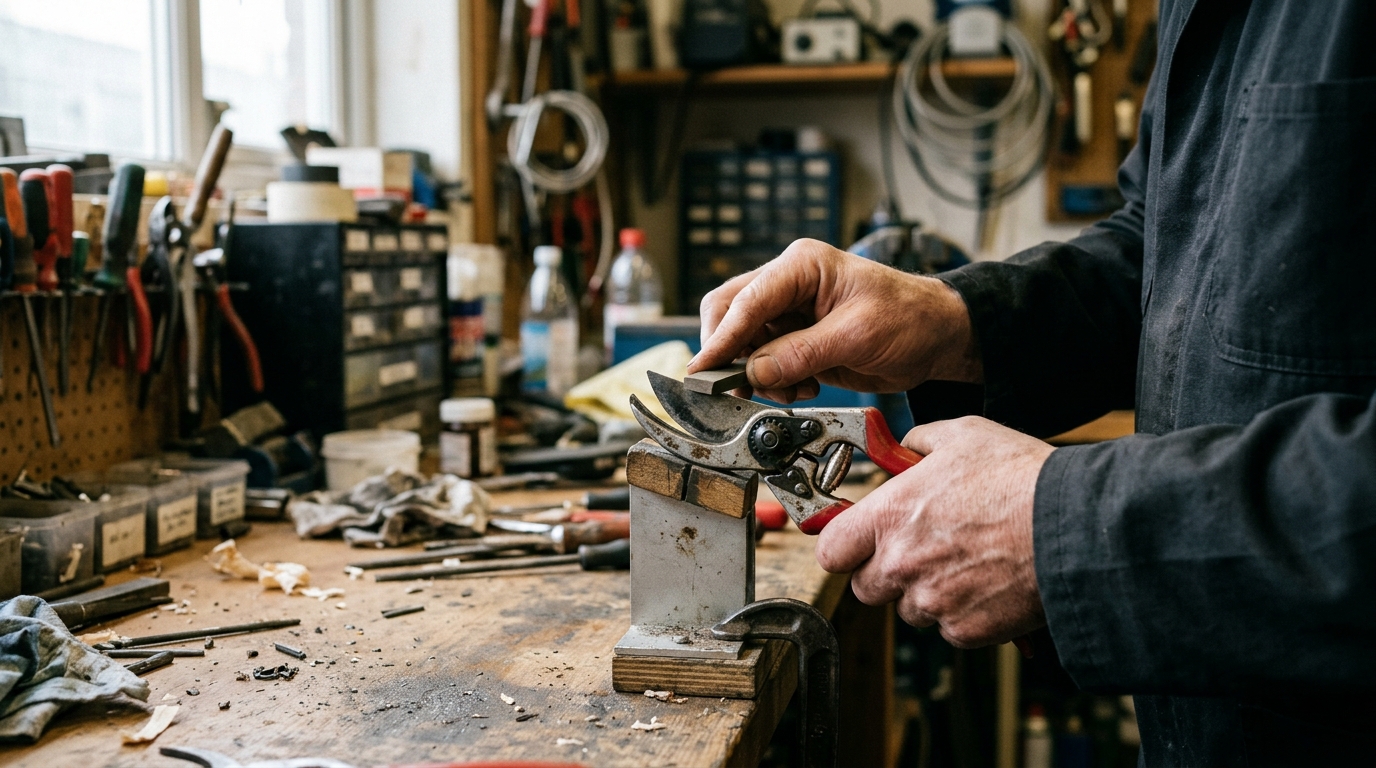 6 Millimetre Cutting Gap Corrected on ARS HP-VS8Z Secateurs with a Sharpening Jig